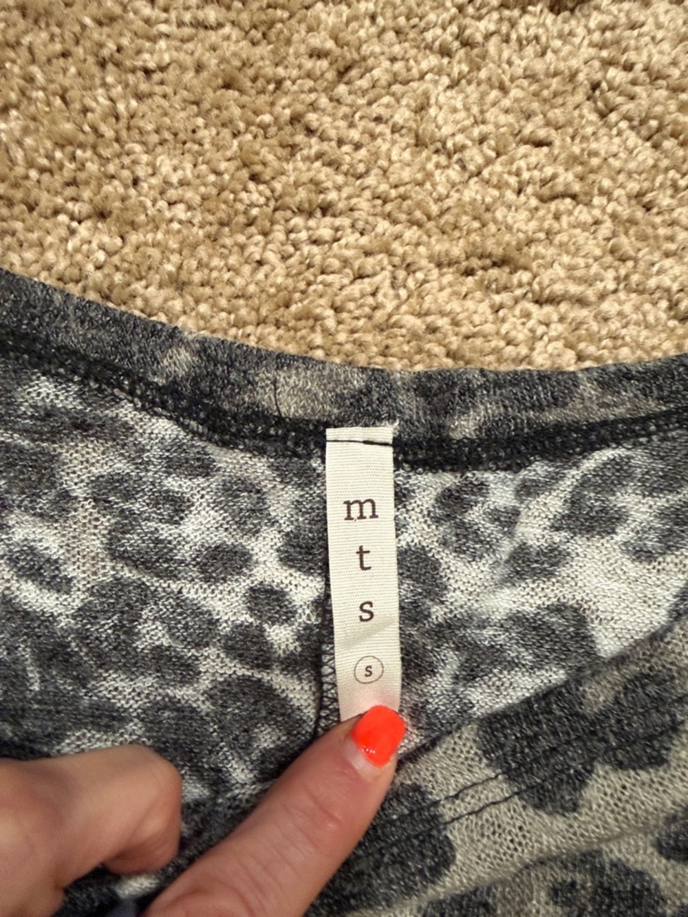 mts Gray & Charcoal Leopard Print Boatneck Pullover - Picture 2 of 2